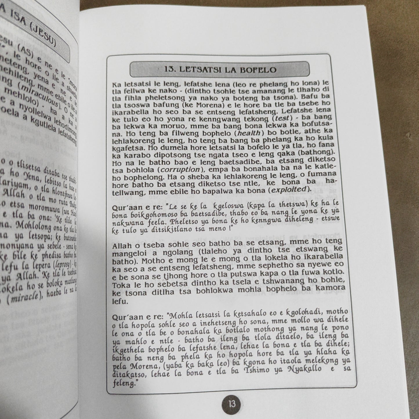 Seo Ho Dumelwang Ho Sona Tumelong Ya Islam (Sotho Introduction to Islam)