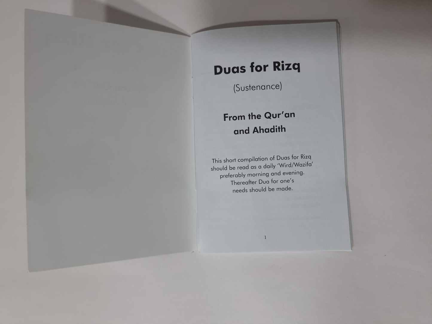 Duas for Rizq (Sustenance): From the Qur’an and Ahadith (Booklet)