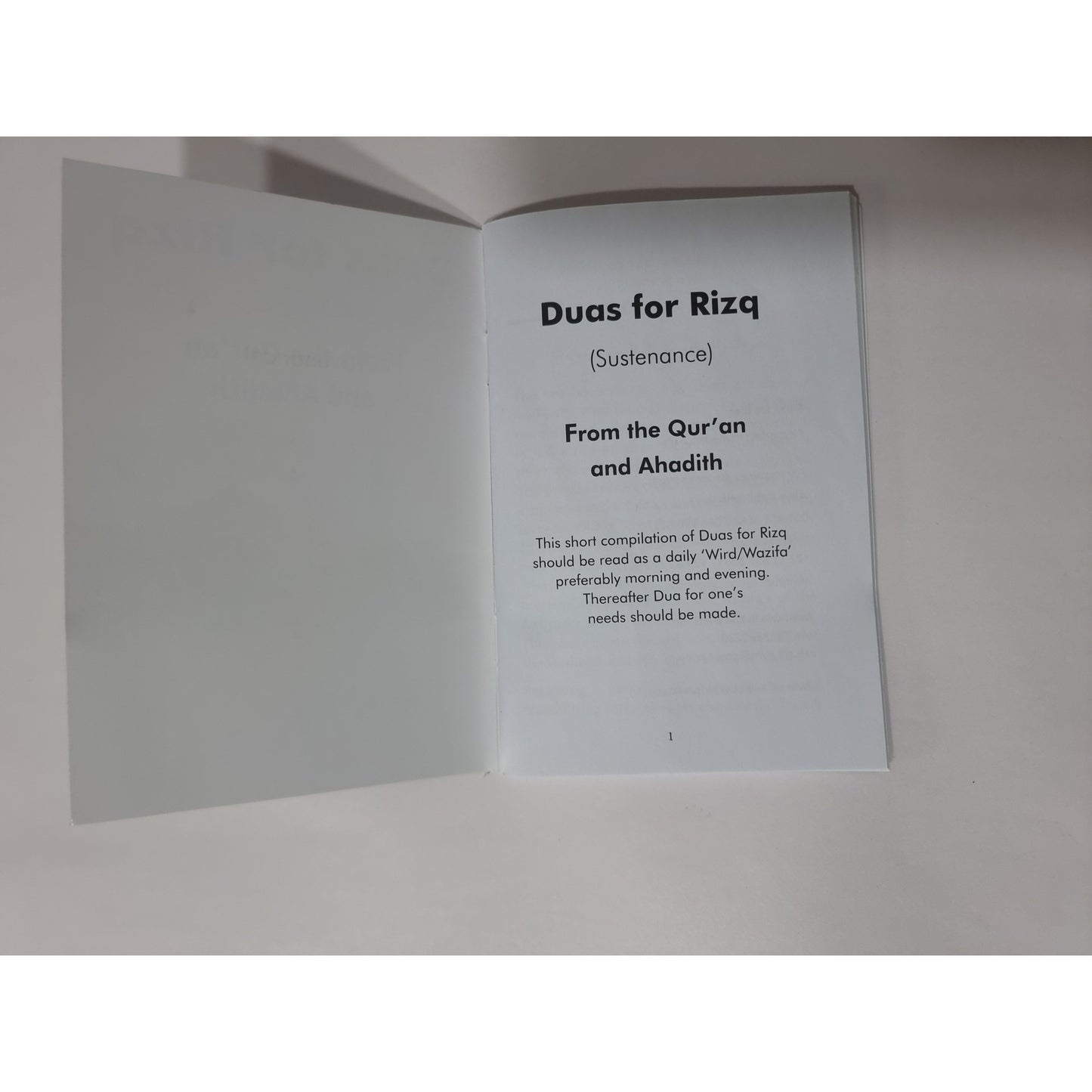 Duas for Rizq (Sustenance): From the Qur’an and Ahadith (Booklet)