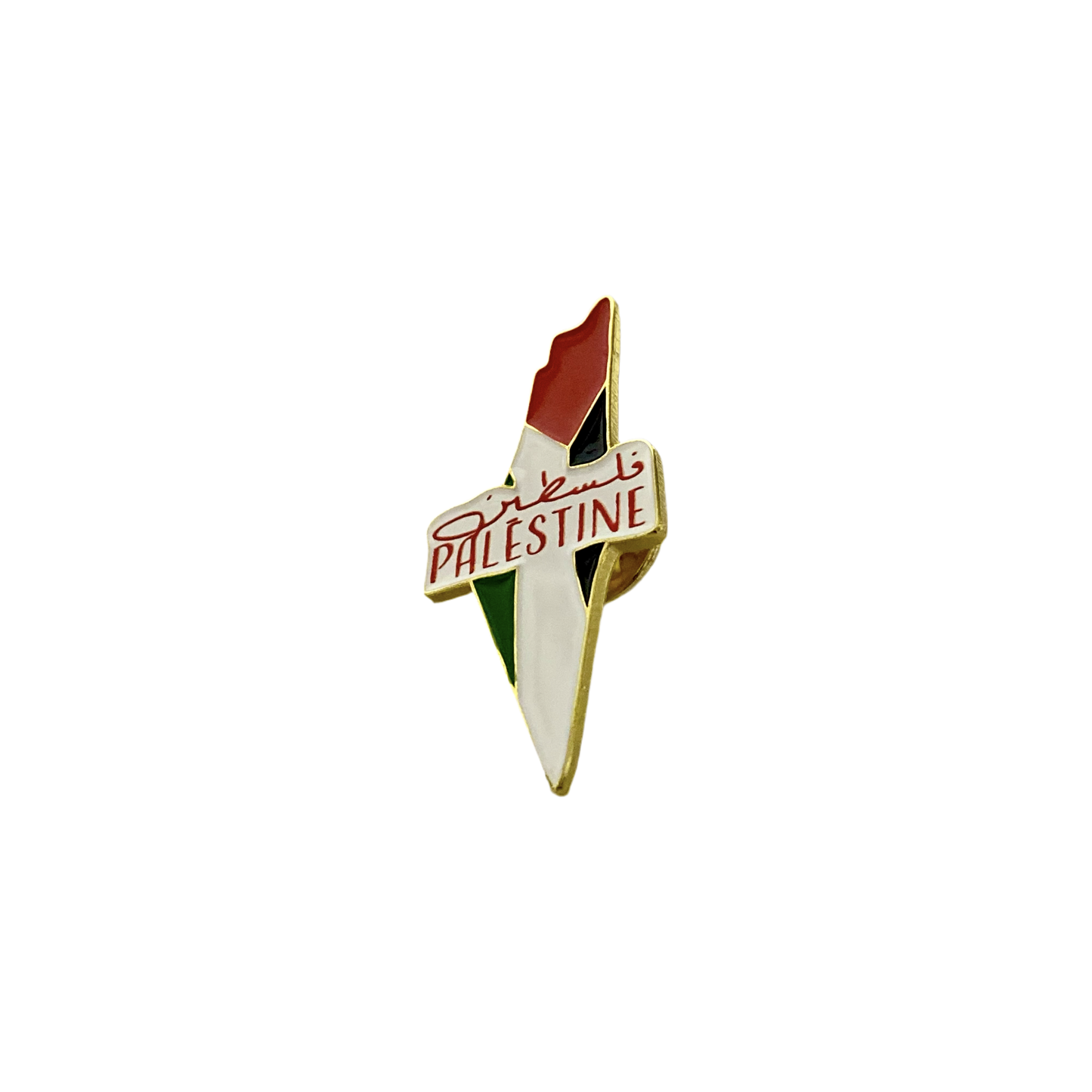 Palestine Map in Arabic & English: Metal Pin Badge