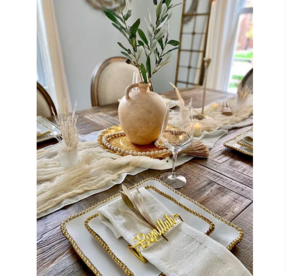 WAREHOUSE CLEARANCE : Bismillah Napkin Holder - Gold (Set of 5)