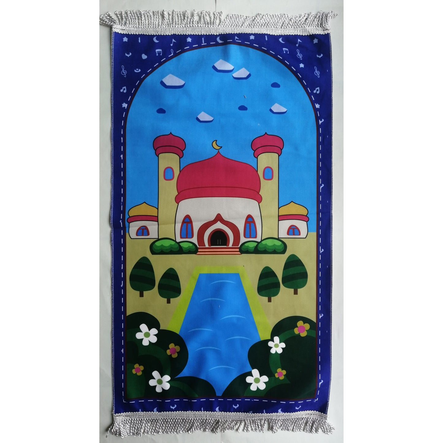 Kids Prayer Mat - Masjid Pond (Dark Blue Border)