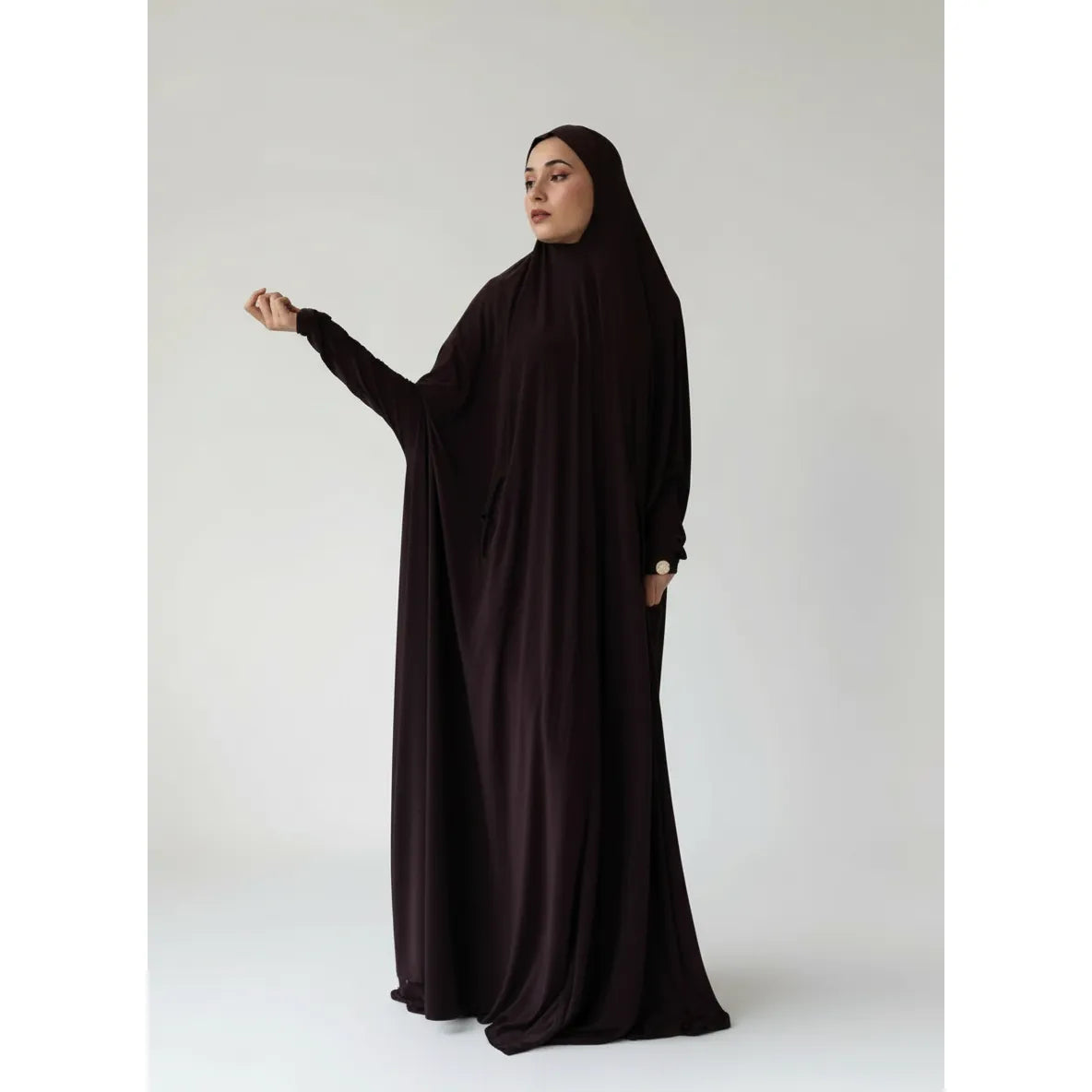Pocket Burqa With Sleeves - Full Length: Full Chocolate