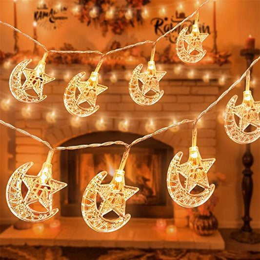 Moon & Star LED String Lights - Clear