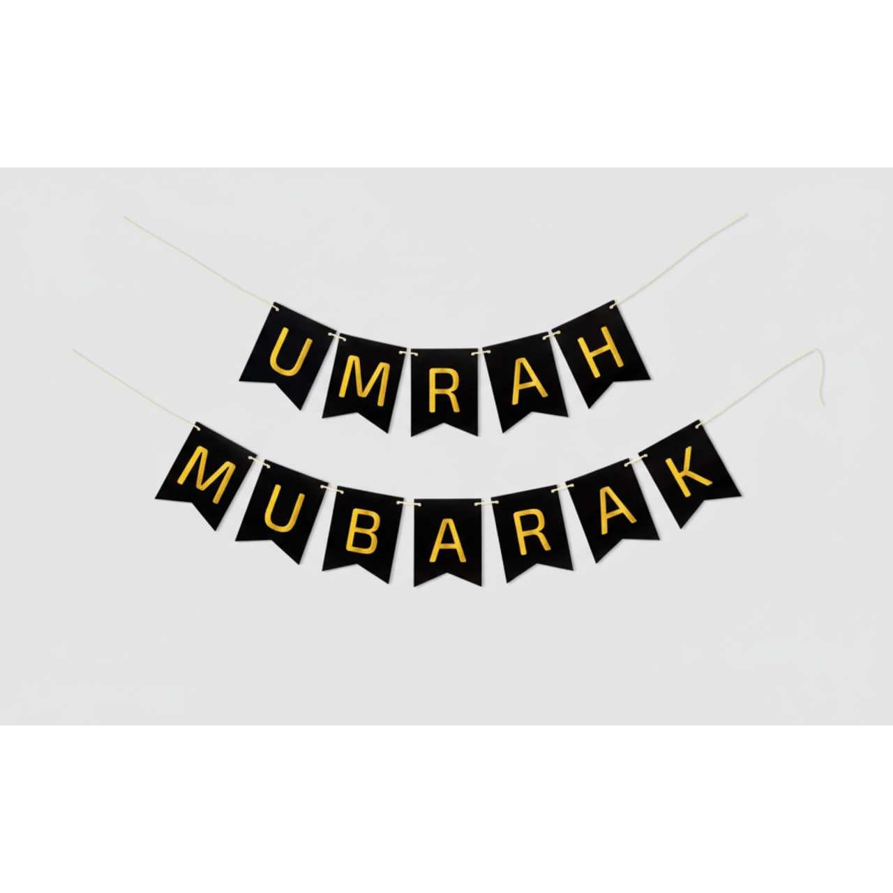 Umrah Mubarak Banner - Black & Gold (2 piece)