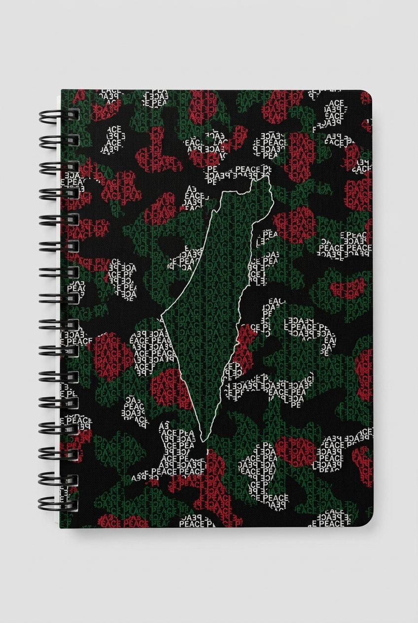 Palestine Map - Black Ring Notebook