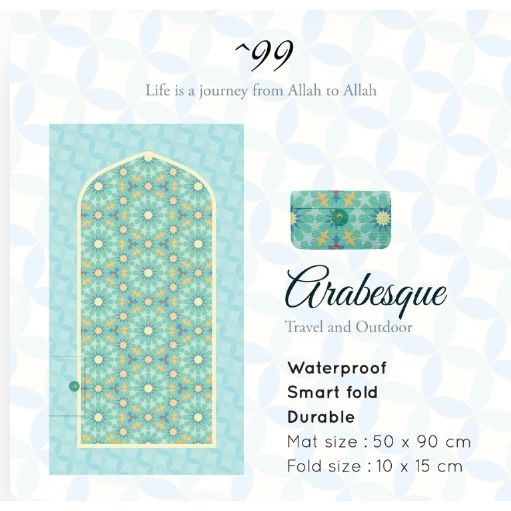 Travel Prayer Mat for Kids - Green Arabesque