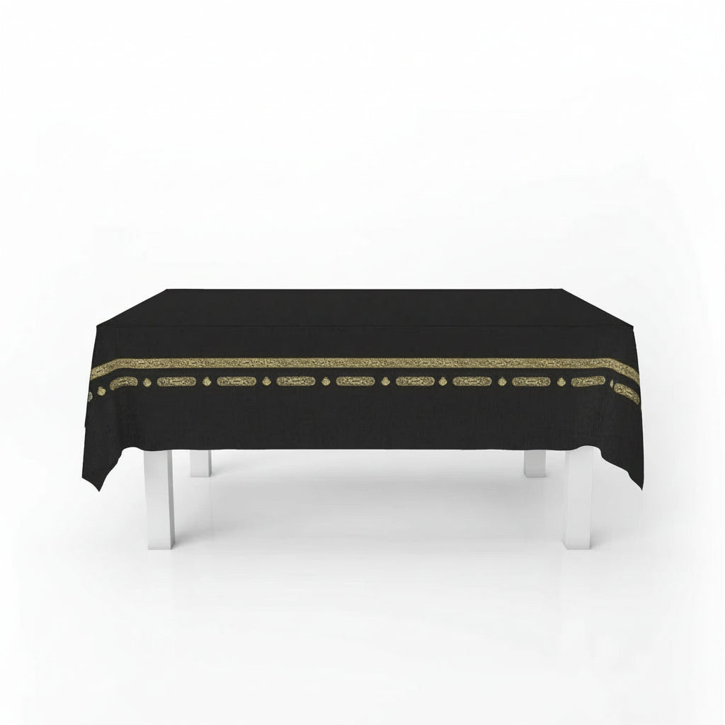 Disposable Tablecloth - Kabah Design (Black & Gold)