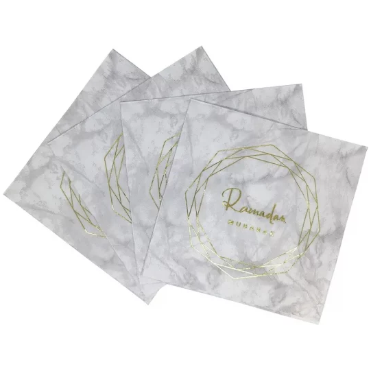 Ramadan Mubarak Serviettes - Marble & Gold (Pack of 20)