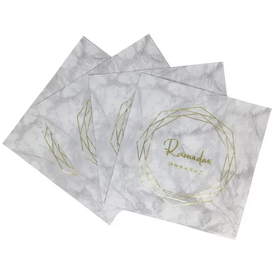 Ramadan Mubarak Serviettes - Marble & Gold (Pack of 20)