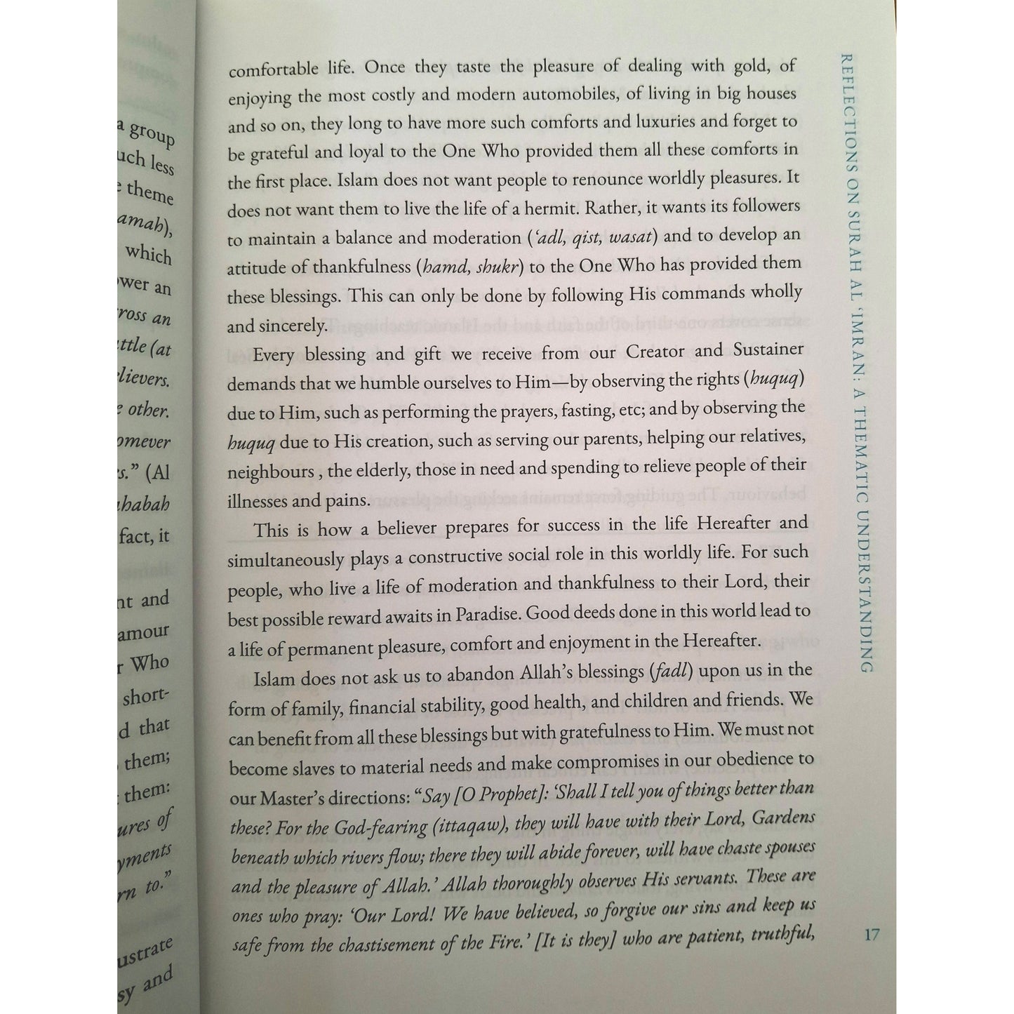 Reflections on Surah Al 'Imran: A Thematic Understanding