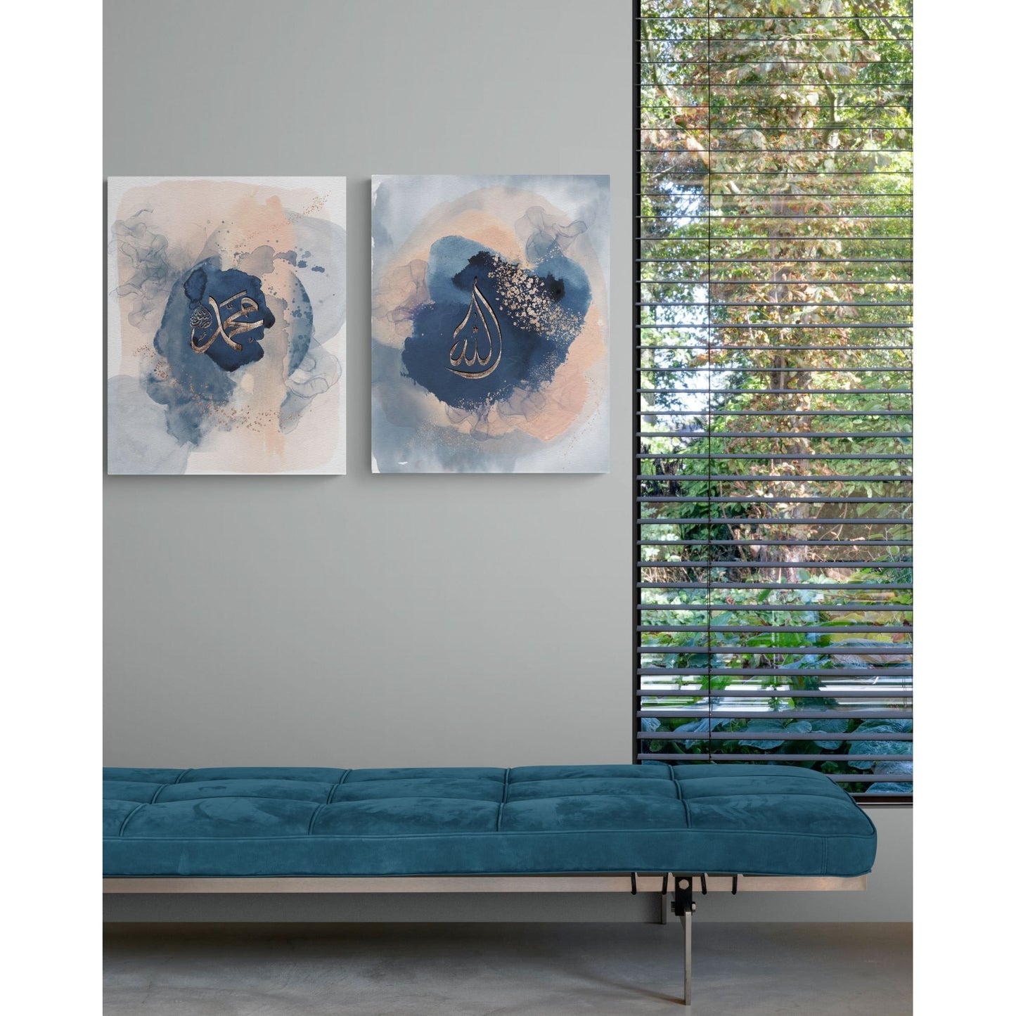 Allah & Muhammed (SAW) Canvas: Blushing Blues