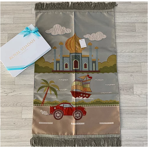 Royal Sejadah - Kids' Luxury Prayer Mat - Blue Car Design