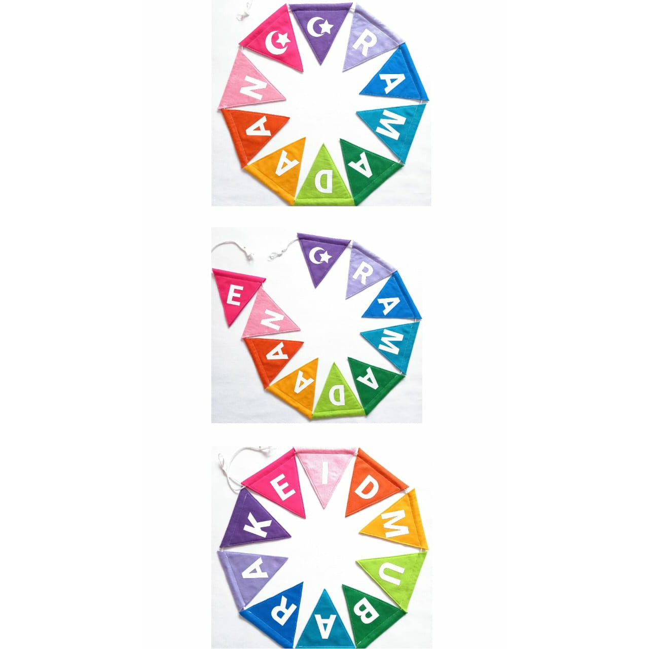 Handmade Ramadaan & Eid Felt Bunting (Double Sided) - Rainbow