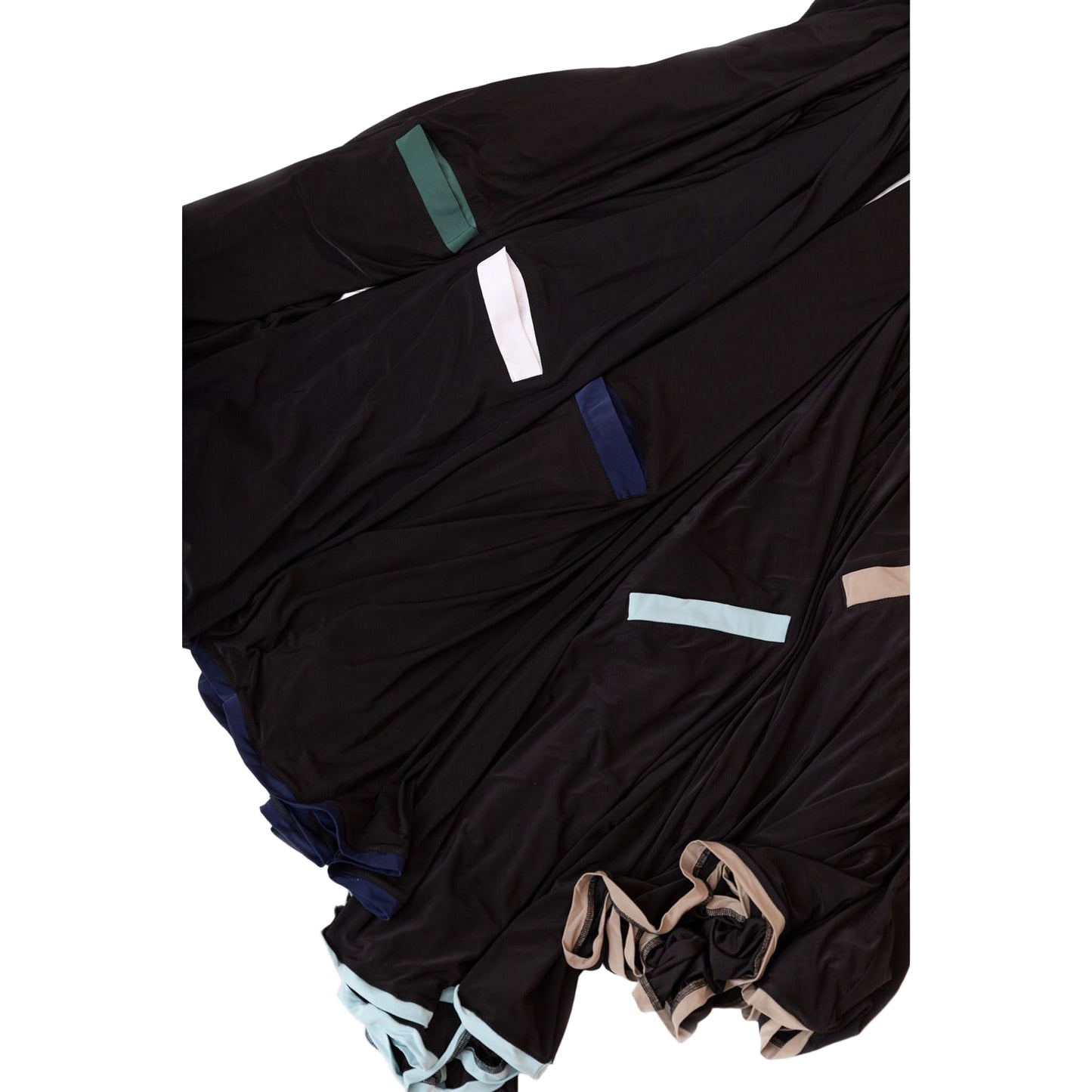 Pocket Burqa - Knee Length - Full Black With Nude