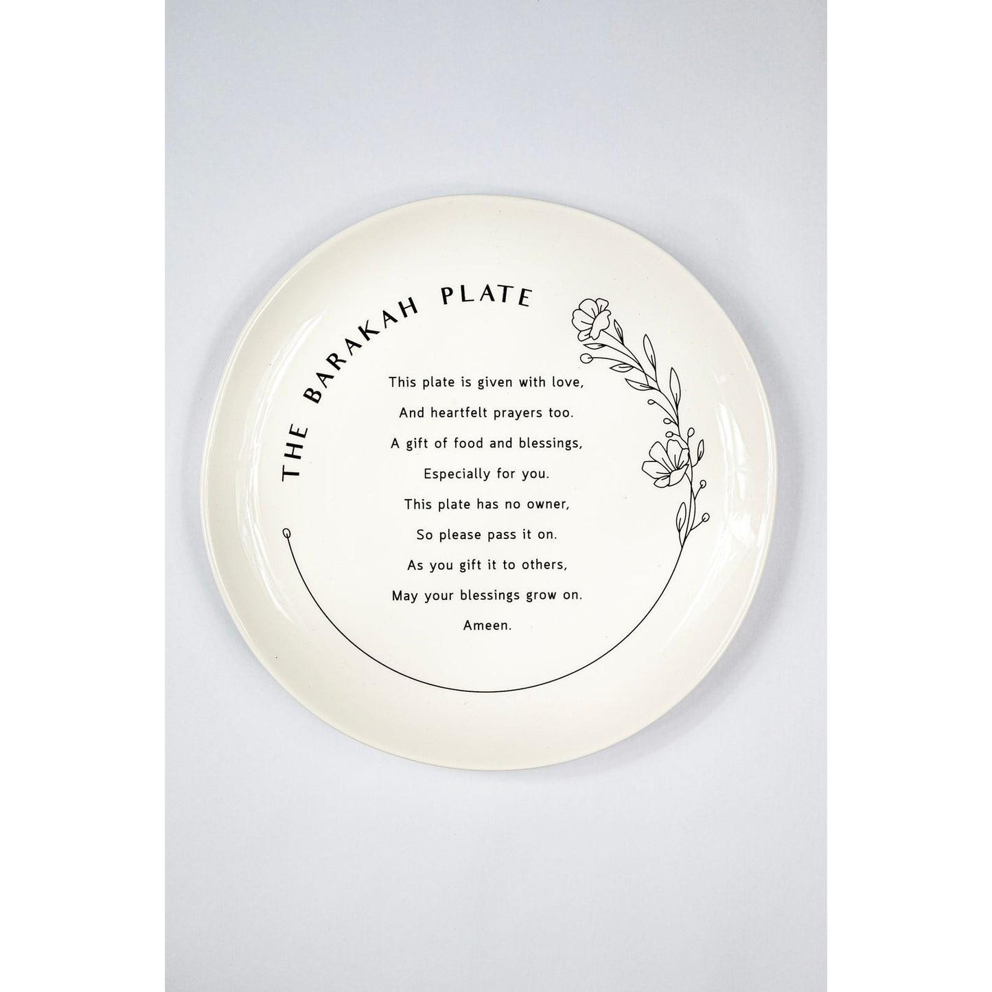 The Barakah Plate - Floral: Black & White