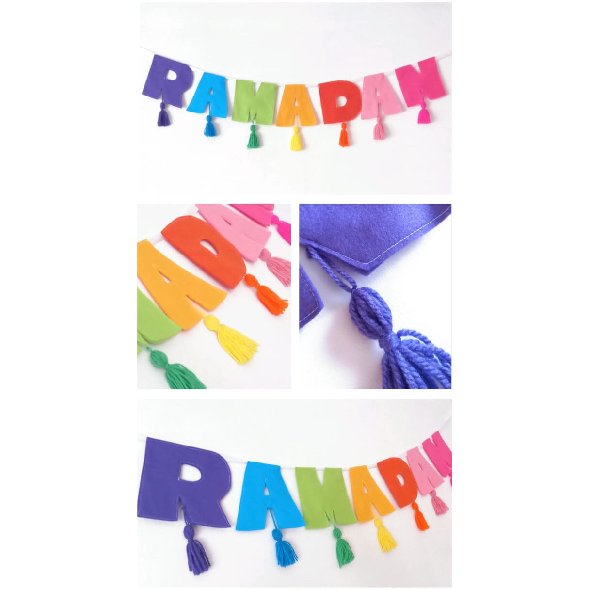 Ramadan Felt Garland with Tassles - Multicoloured