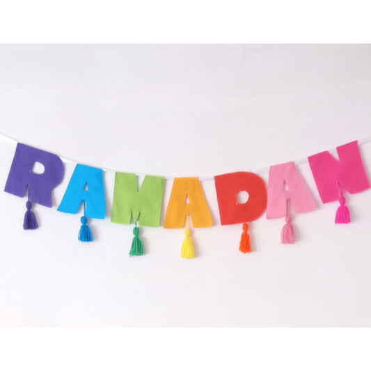 Ramadan Felt Garland with Tassles - Multicoloured