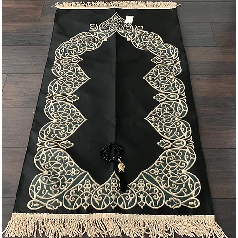 Royal Sejadah - Couples Luxury Prayer Mat & Tasbihs - Black & Red Classic Design