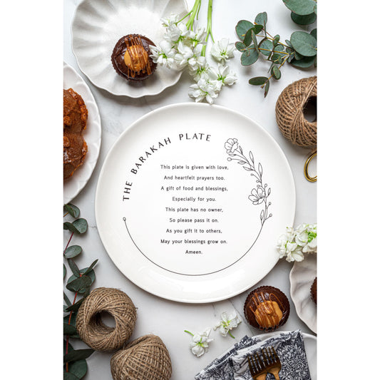 The Barakah Plate - Floral: Black & White