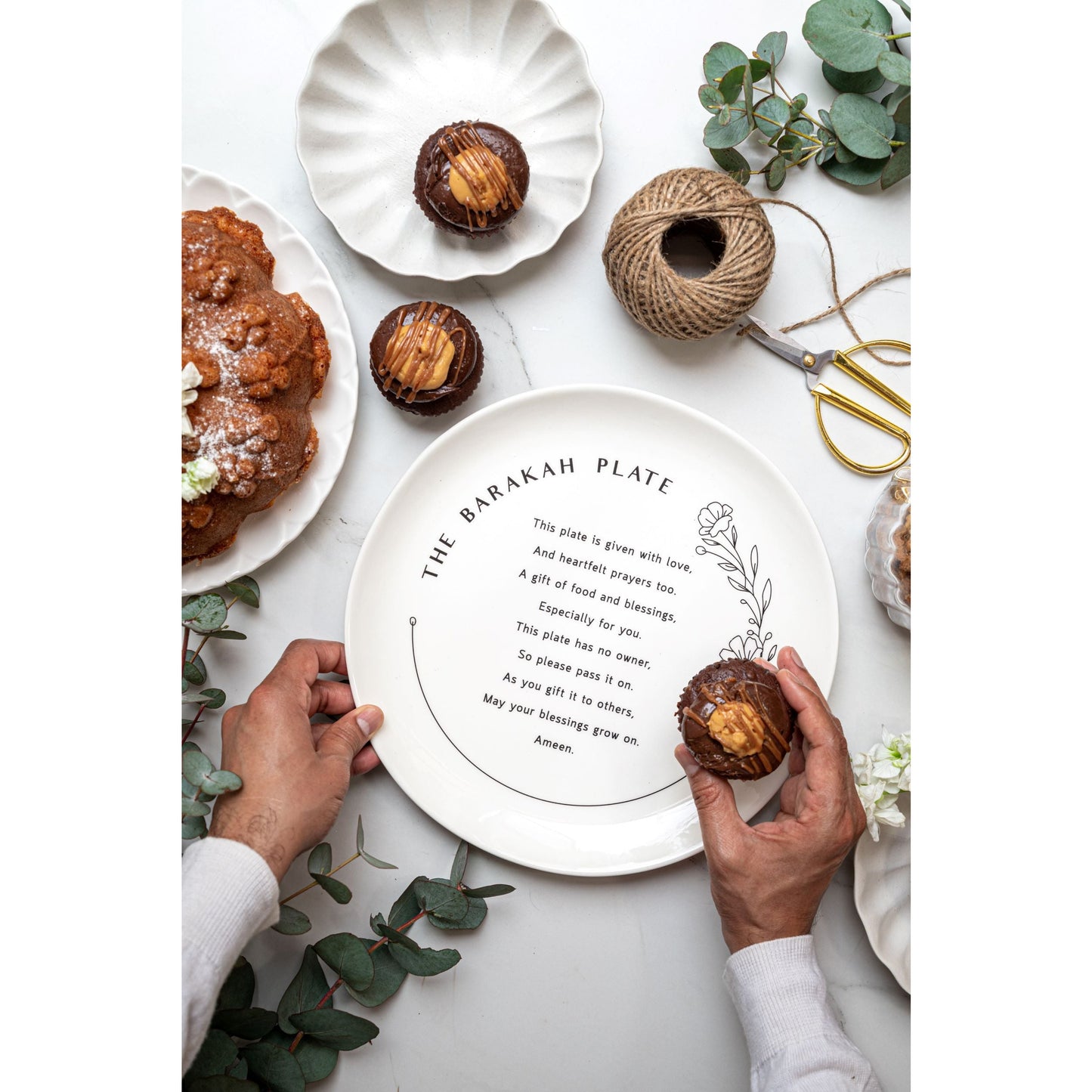 The Barakah Plate - Floral: Black & White