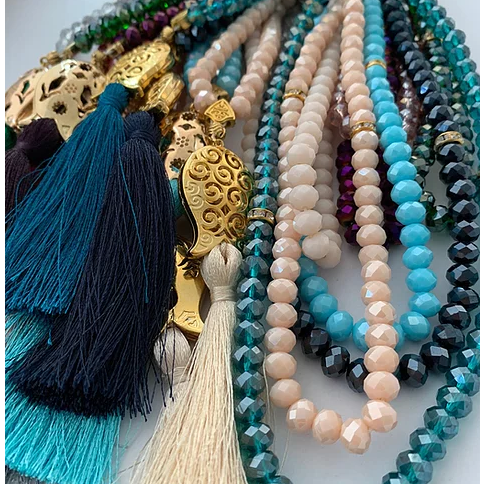 Royal Sejadah - Couples Luxury Prayer Mat & Tasbihs: Black & Rose Gold Classic Design