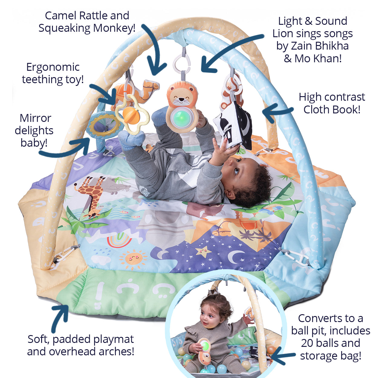 Arabic Alphabet 5-in-1 Activity Gym & Playmat