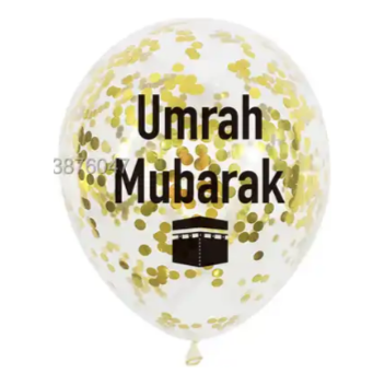 Umrah Mubarak Confetti Balloons - Gold (Pack of 6)