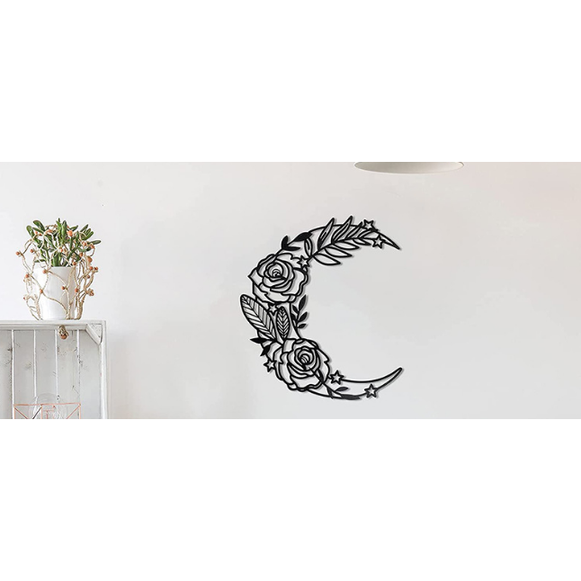 Moon Wall Decor - Black Metal