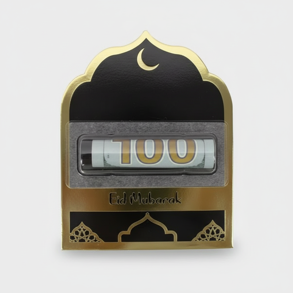 Eid Mubarak Money Holder - Black & Gold (Pack of 5)