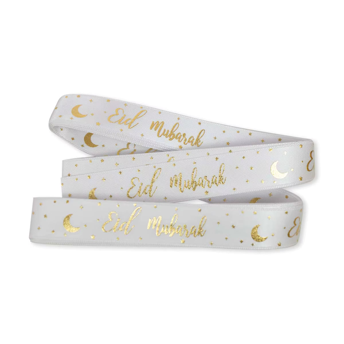 Eid Mubarak Ribbon - White & Gold