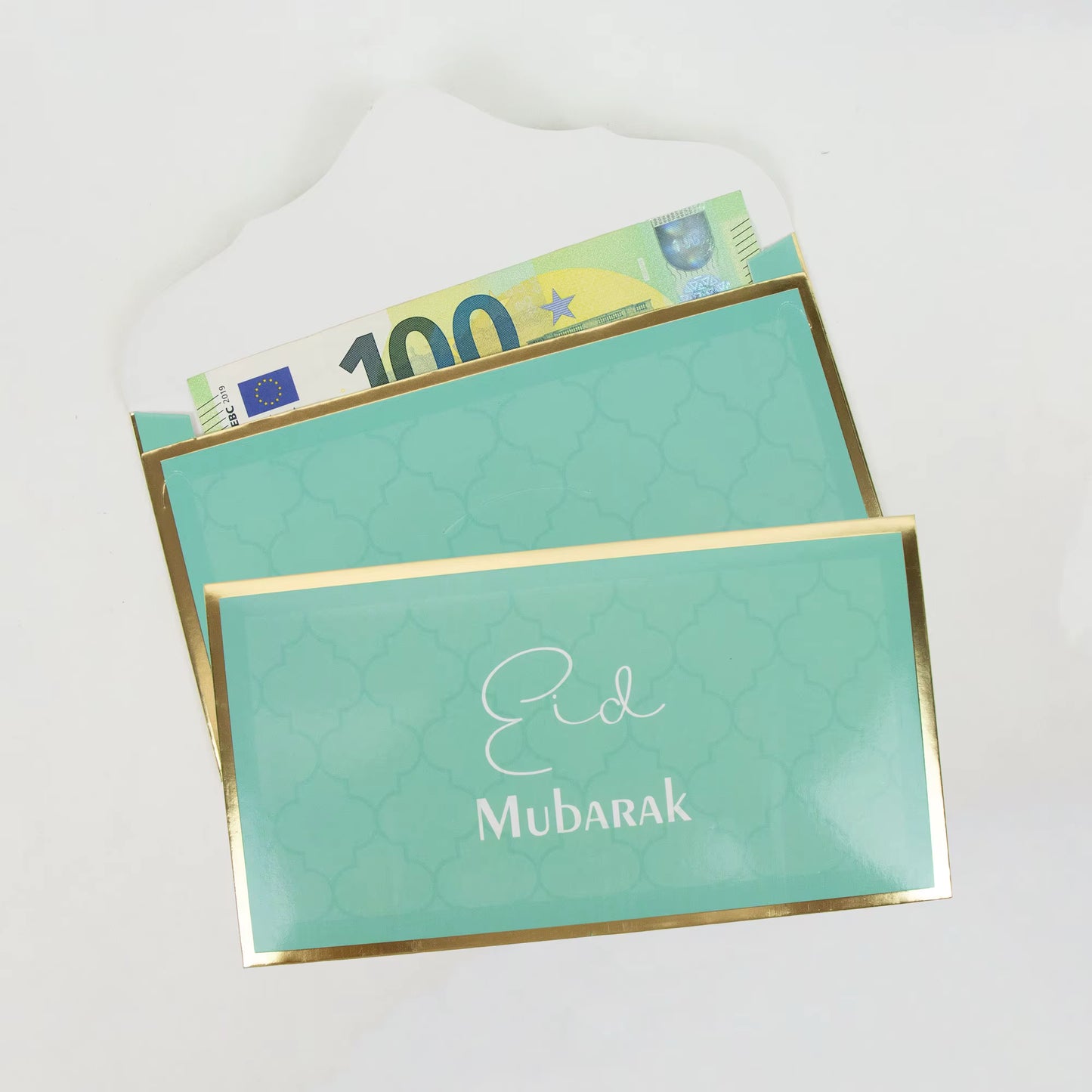 Eid Mubarak Envelopes - Aqua & Gold (Pack of 10)