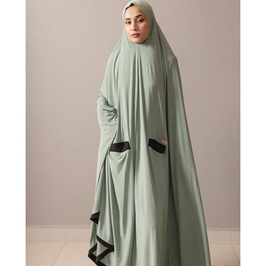 Pocket Burqa - Long Length - Full Mint With Black