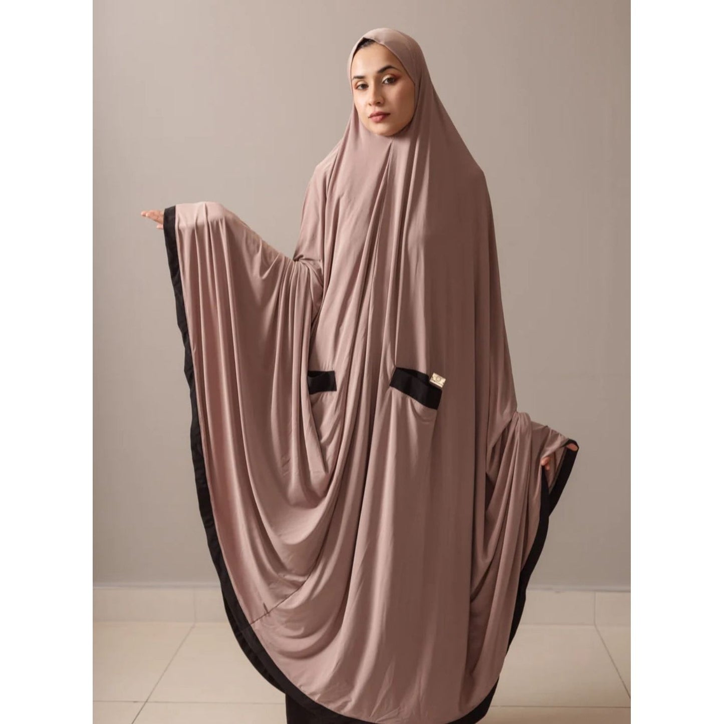 Pocket Burqa - Long Length - Full Nude With Black