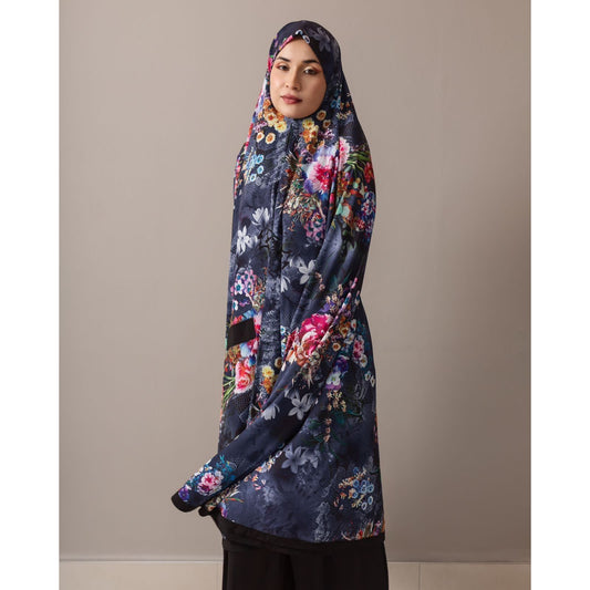 Pocket Burqa - Knee Length - Floral Abstract