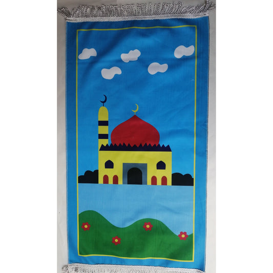 Kids Prayer Mat - Masjid Garden (Light Blue Border)