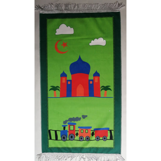 Kids Prayer Mat - Train (Green Border)