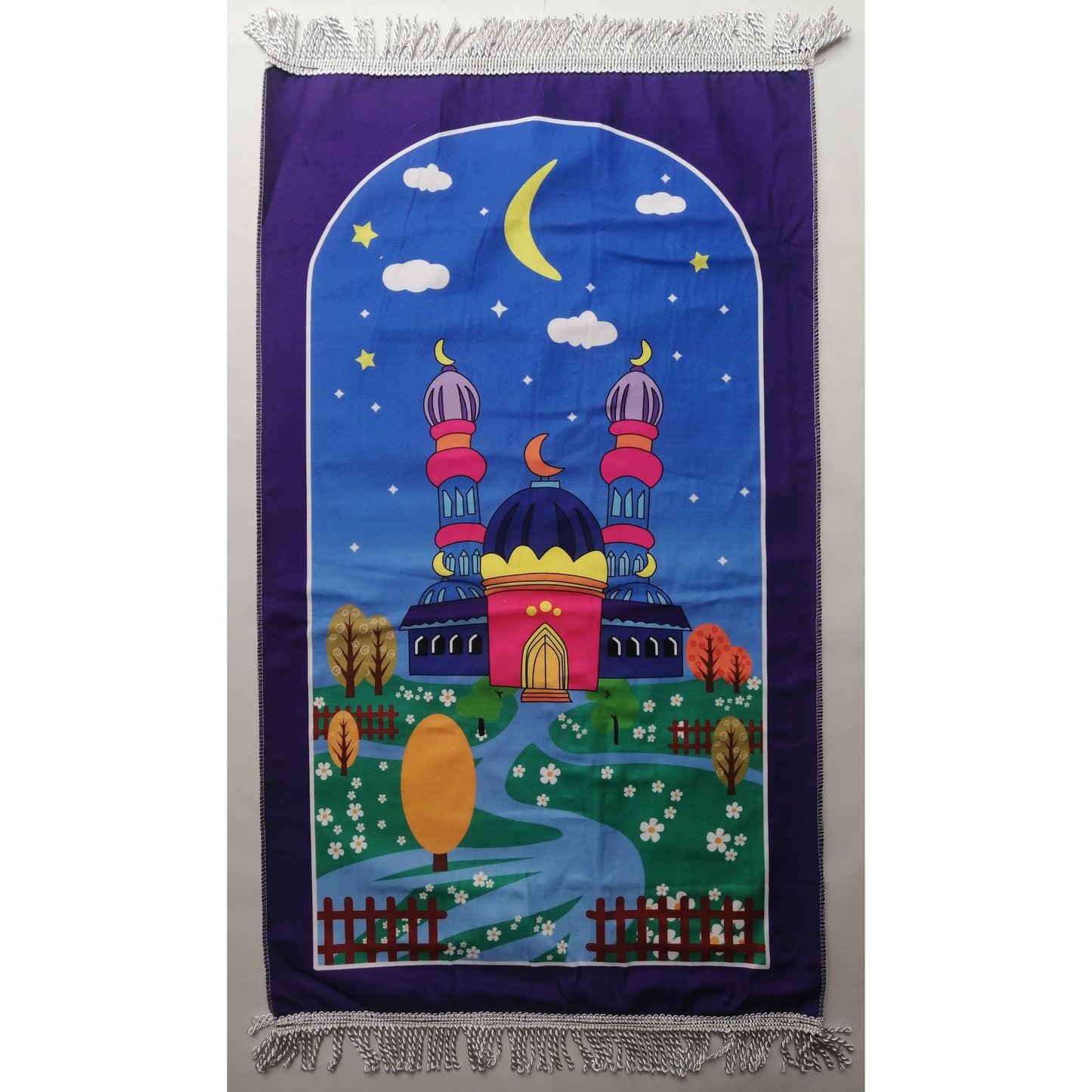 Kids Prayer Mat - Moonlight Masjid (Purple Border)