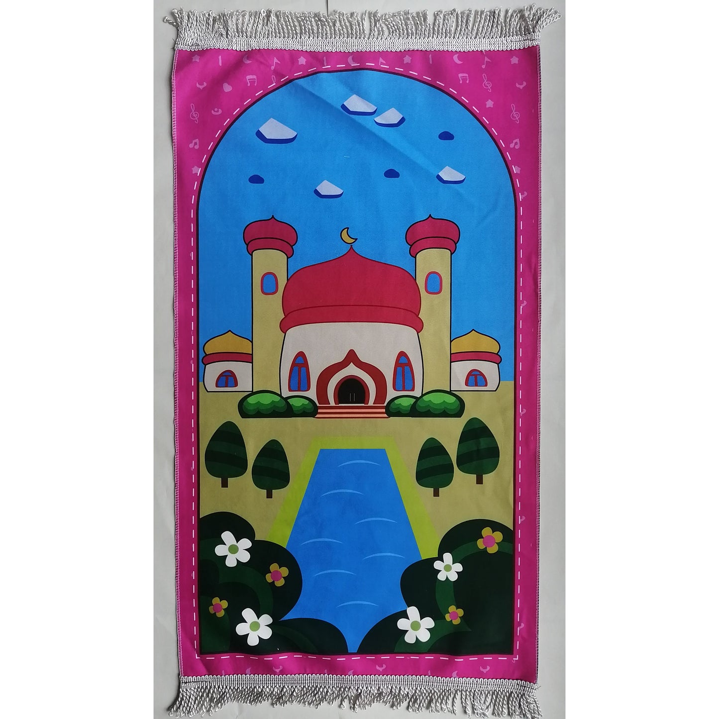Kids Prayer Mat - Masjid Pond (Pink Border)