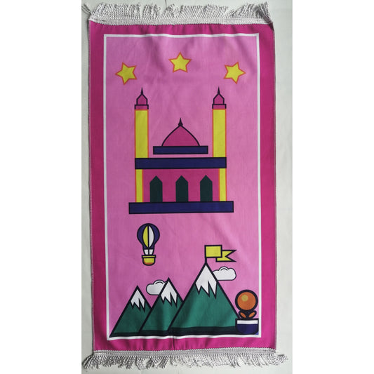 Kids Prayer Mat - Mountain (Pink Border)