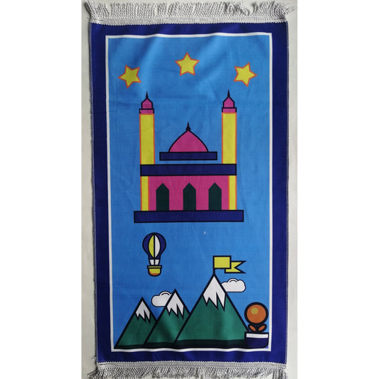Kids Prayer Mat - Mountain (Dark Blue Border)