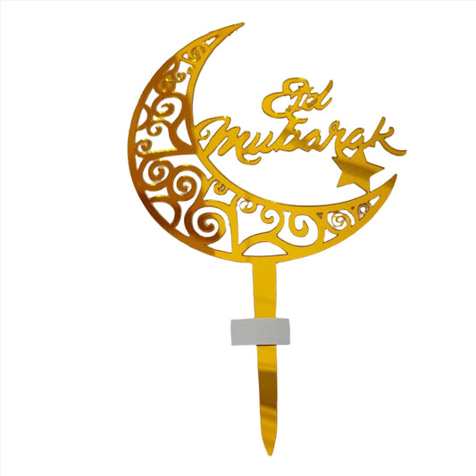 Eid Mubarak Cake Topper - Gold (Big Moon)