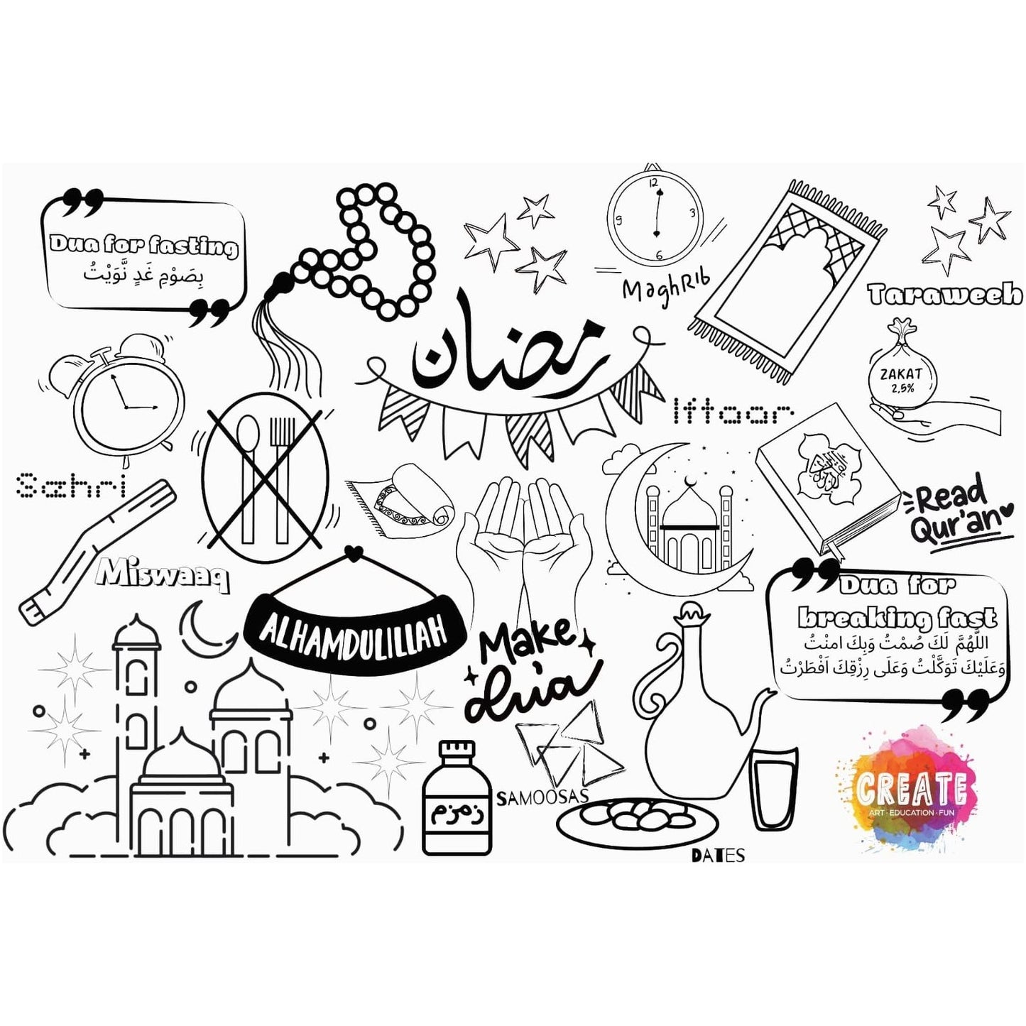 Ramadan Colour & Wipe Doodle Placemat