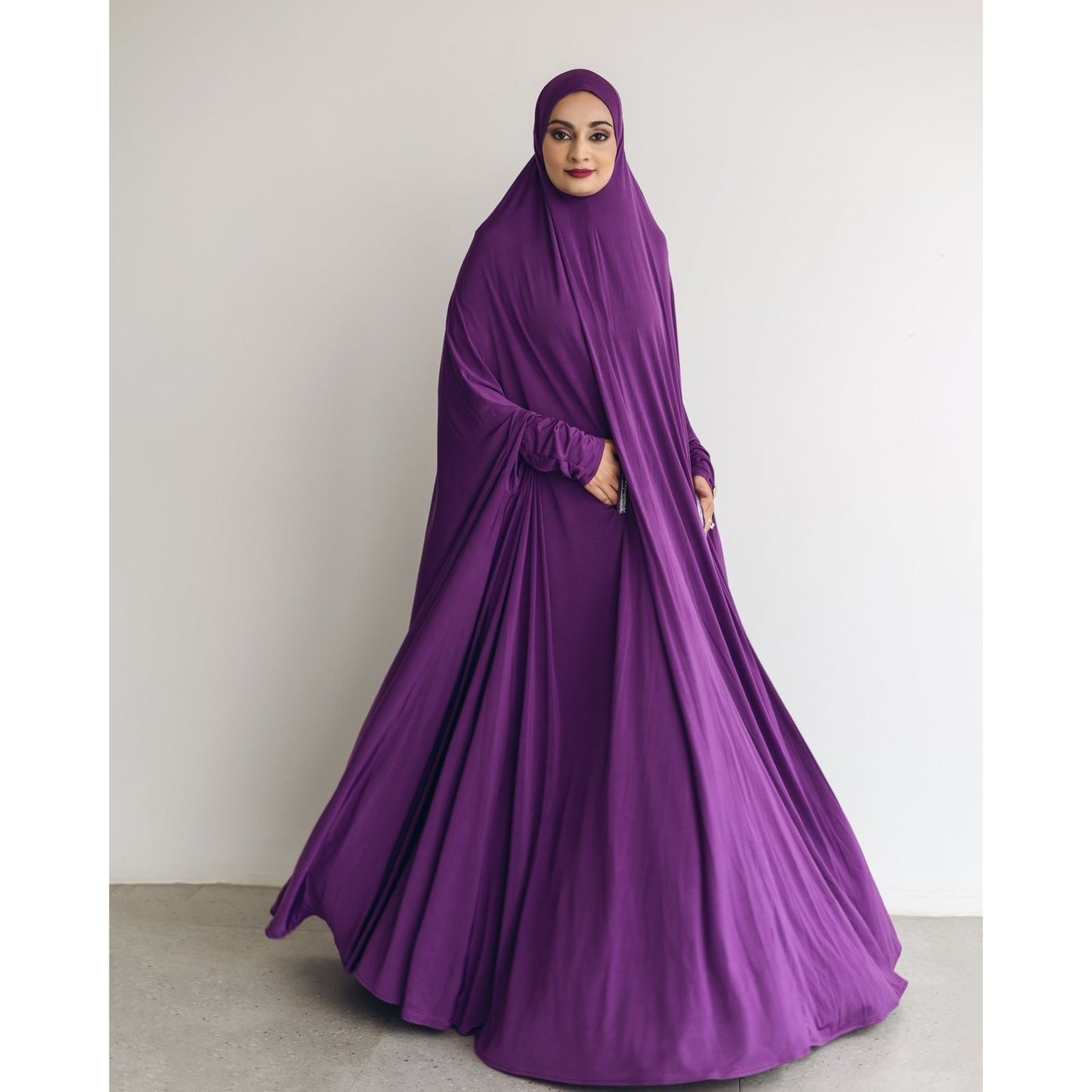 Pocket Burqa With Sleeves - Full Length: Full Purple