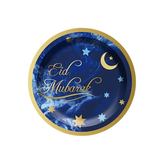 Eid Mubarak Plates - Navy - 18cm (Pack of 8)