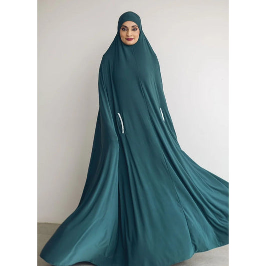 Pocket Burqa - Long Length - Full Emerald With Silver
