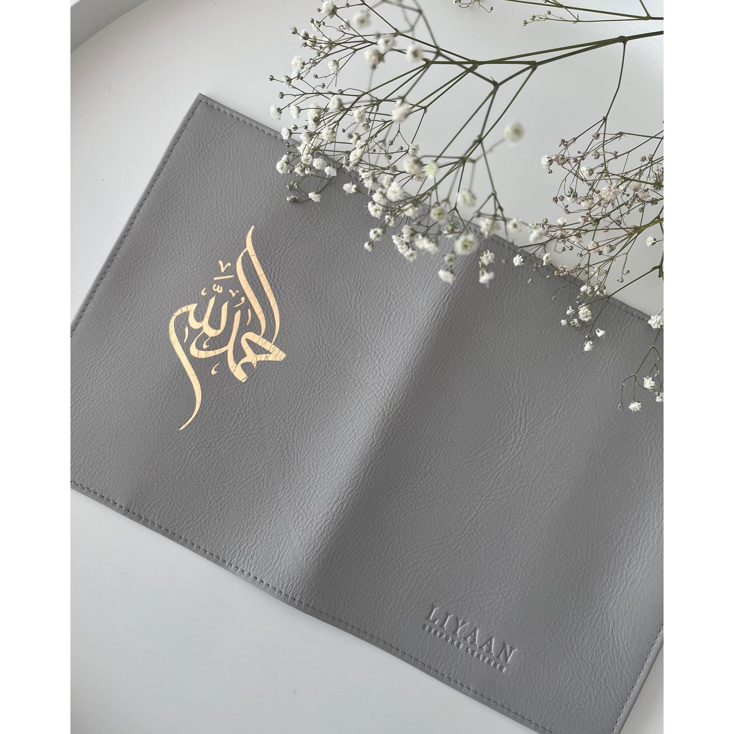 Handmade Leather Qur'an Cover - Pebble Grey