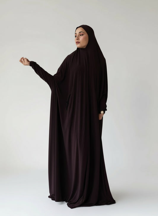 Pocket Burqa With Sleeves - Full Length: Full Chocolate