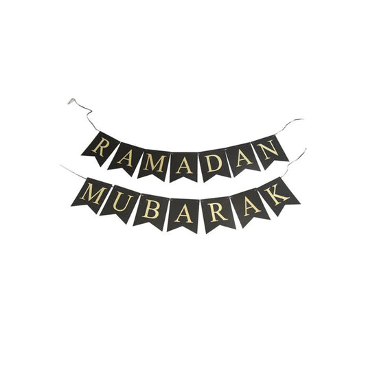 Ramadan Mubarak Banner - Black & Gold (2 piece)