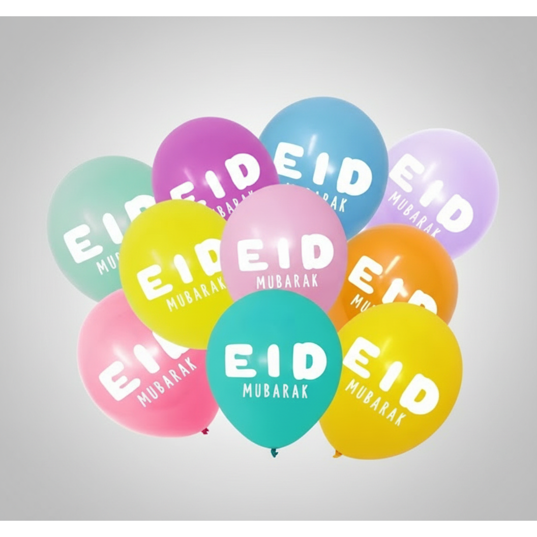 Eid Mubarak Balloon Pack - Colourful (Pack of 10)